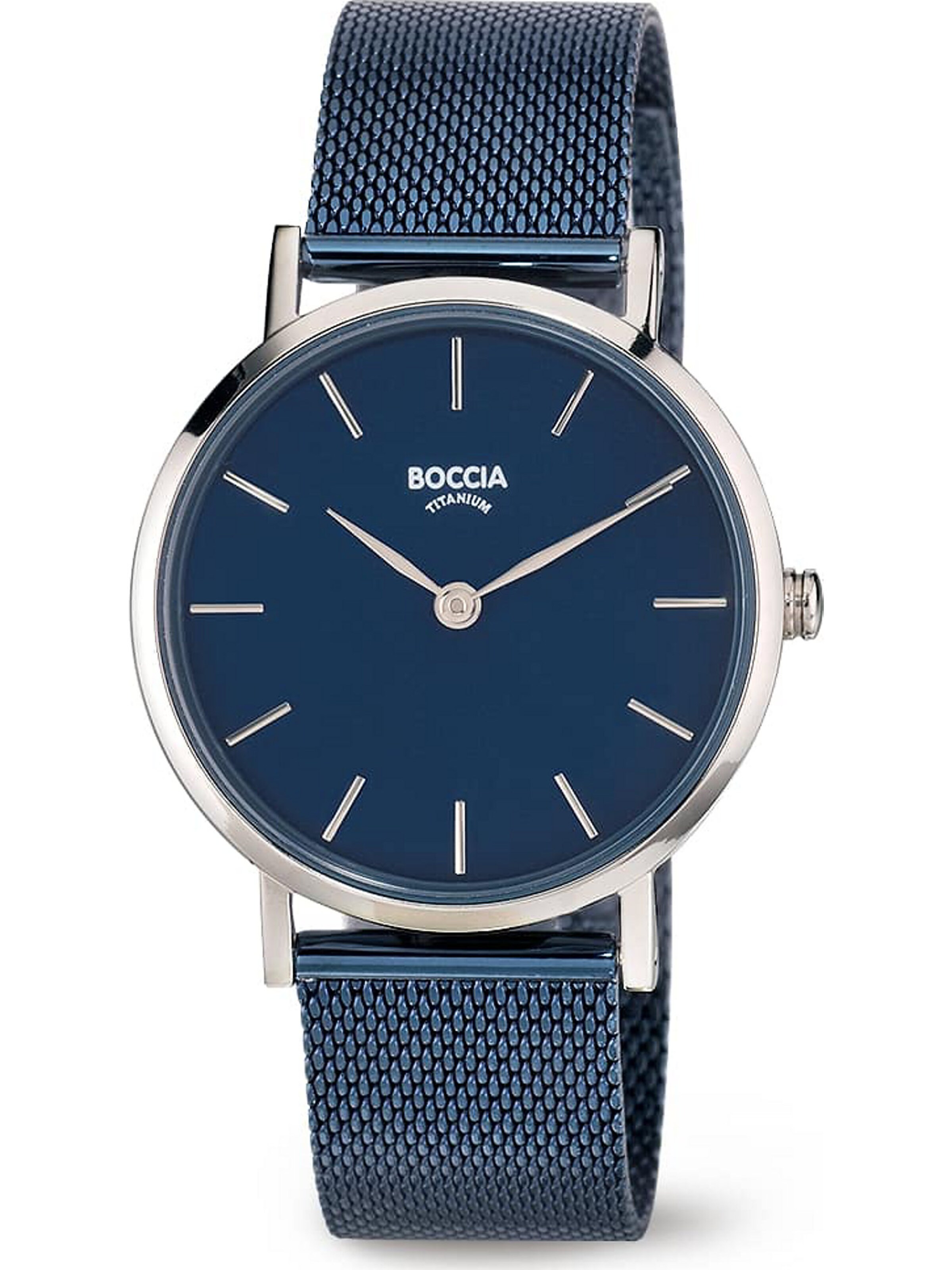 Boccia Titanium Uhr in Blau: Vorderseite
