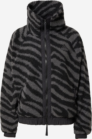 ADIDAS SPORTSWEAR Athletic fleece jacket 'Hyperglam Fleece Zebra' in Grey: front