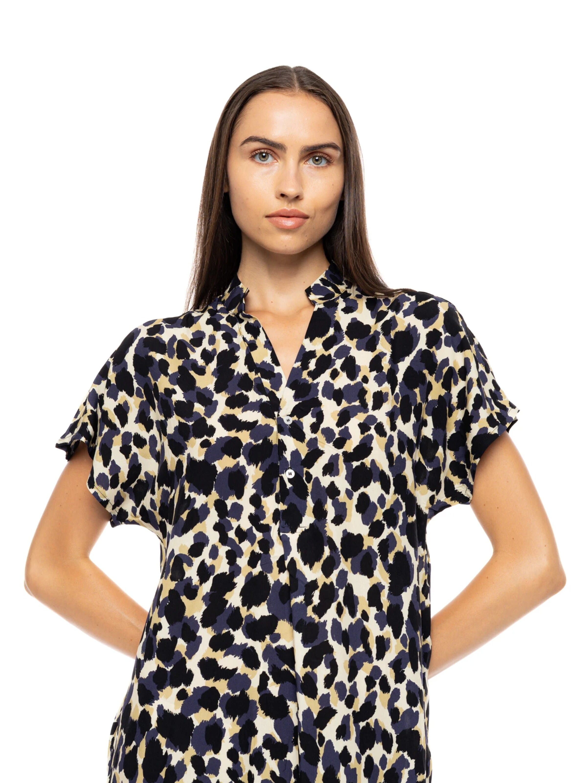 Pink Label Blusenkleid 'BEACHWEAR YELLOW LEOPARD'‌‌‌‌ in Mischfarben