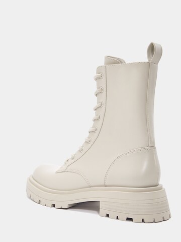 Pull&Bear Lace-Up Ankle Boots in Beige
