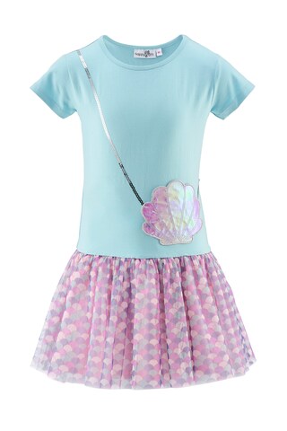 happy girls Dress in Blue: front