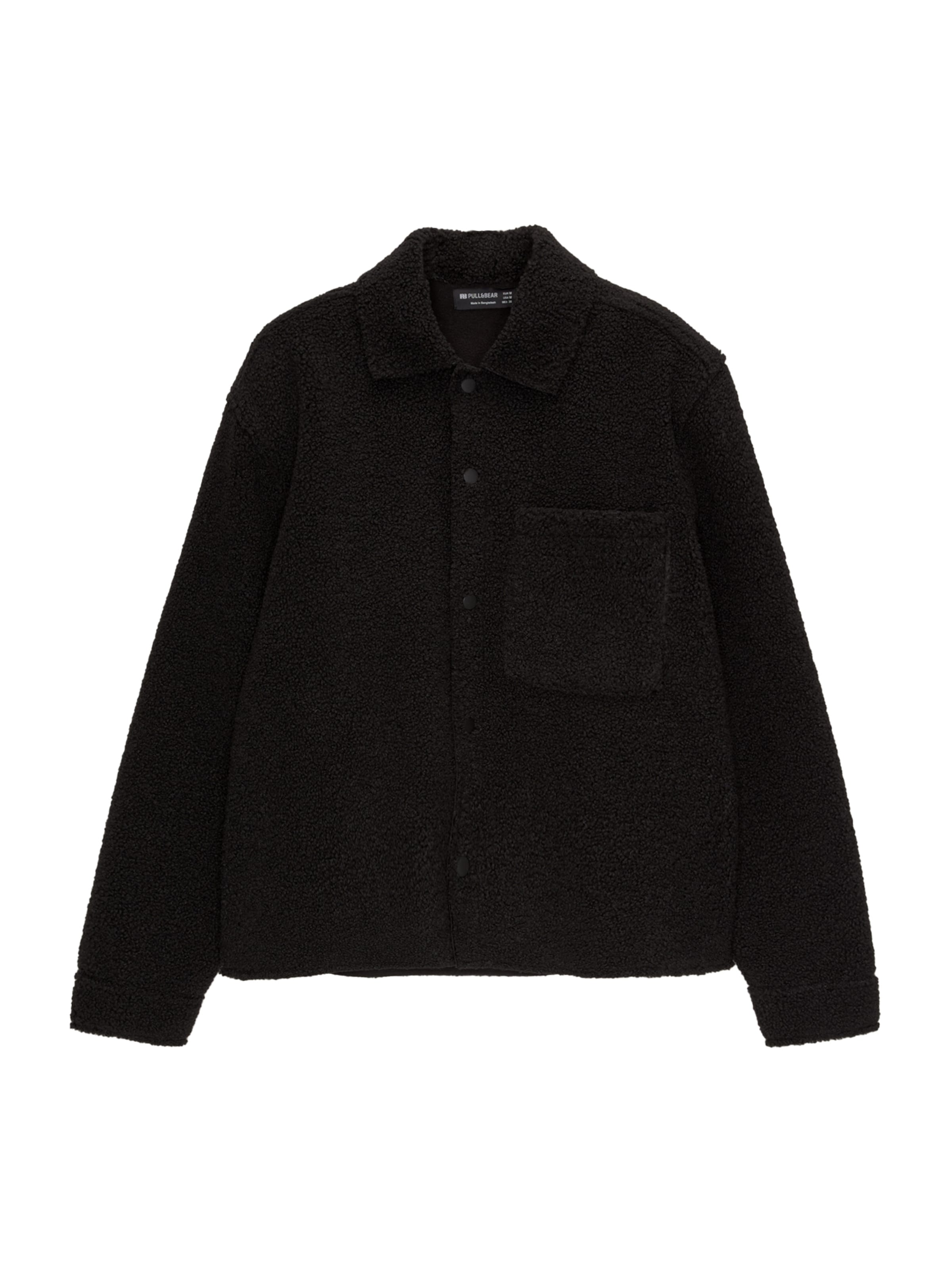 Pull&Bear Comfort Fit Hemd in Schwarz: Vorderseite