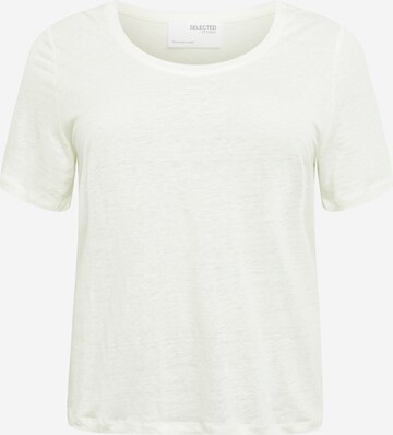 T-shirt 'SLFLINE' Selected Femme Curve en blanc : devant