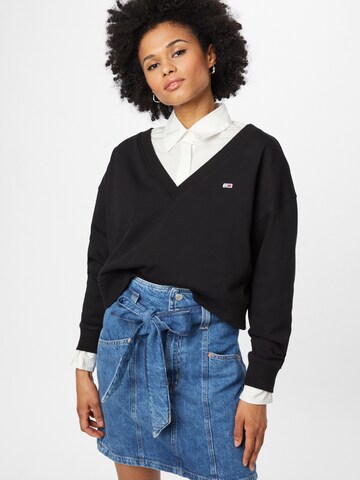 Tommy Jeans Sweatshirt in Schwarz: predná strana