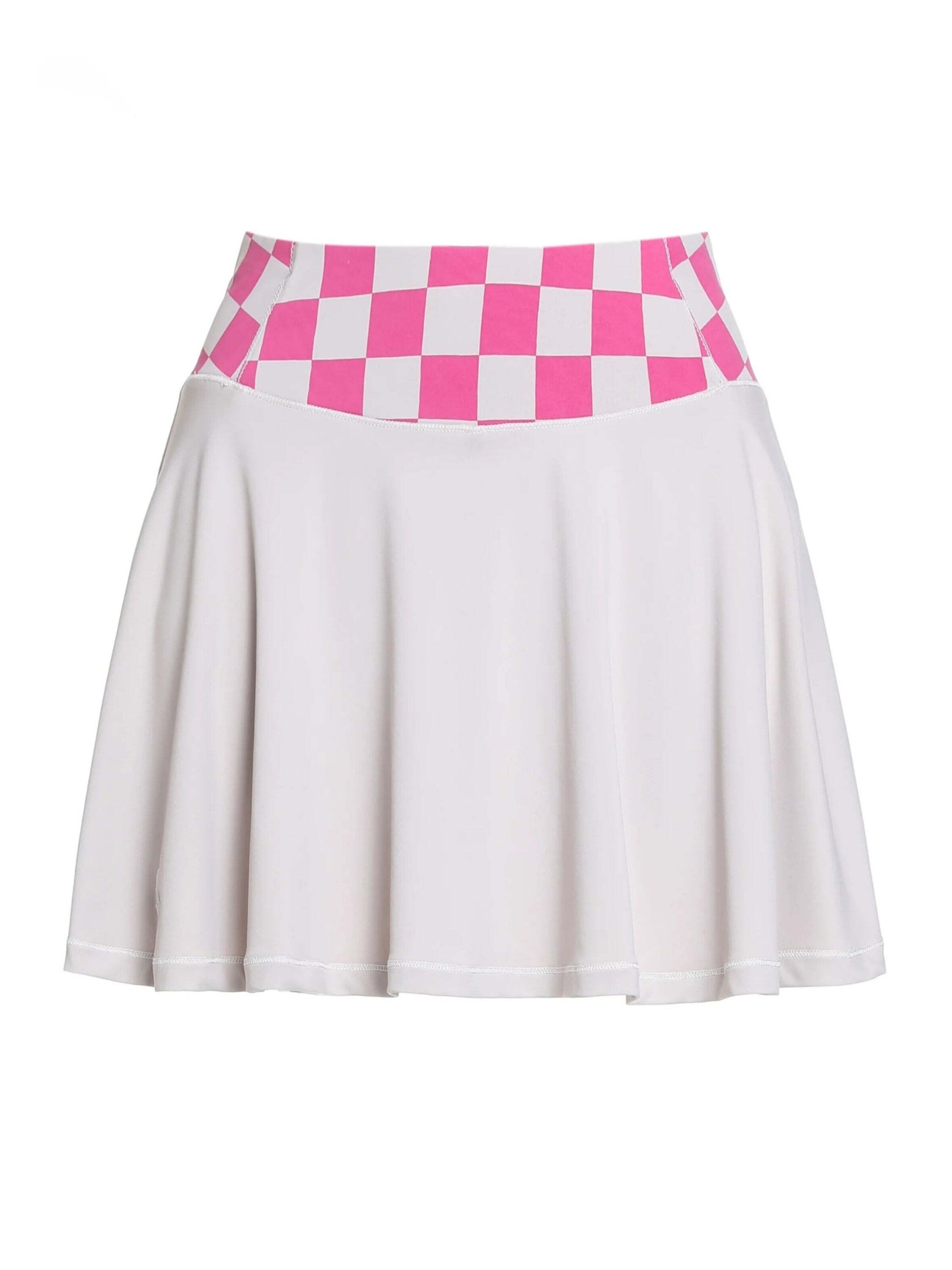 BELLEMERE NEW YORK Skirt 'Checkered High-Waisted A-Skirt' in Beige: front