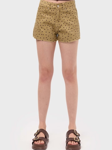 IT'S BASIC Regular Jeans 'POLKA MINI DENIM SHORTS' in Geel