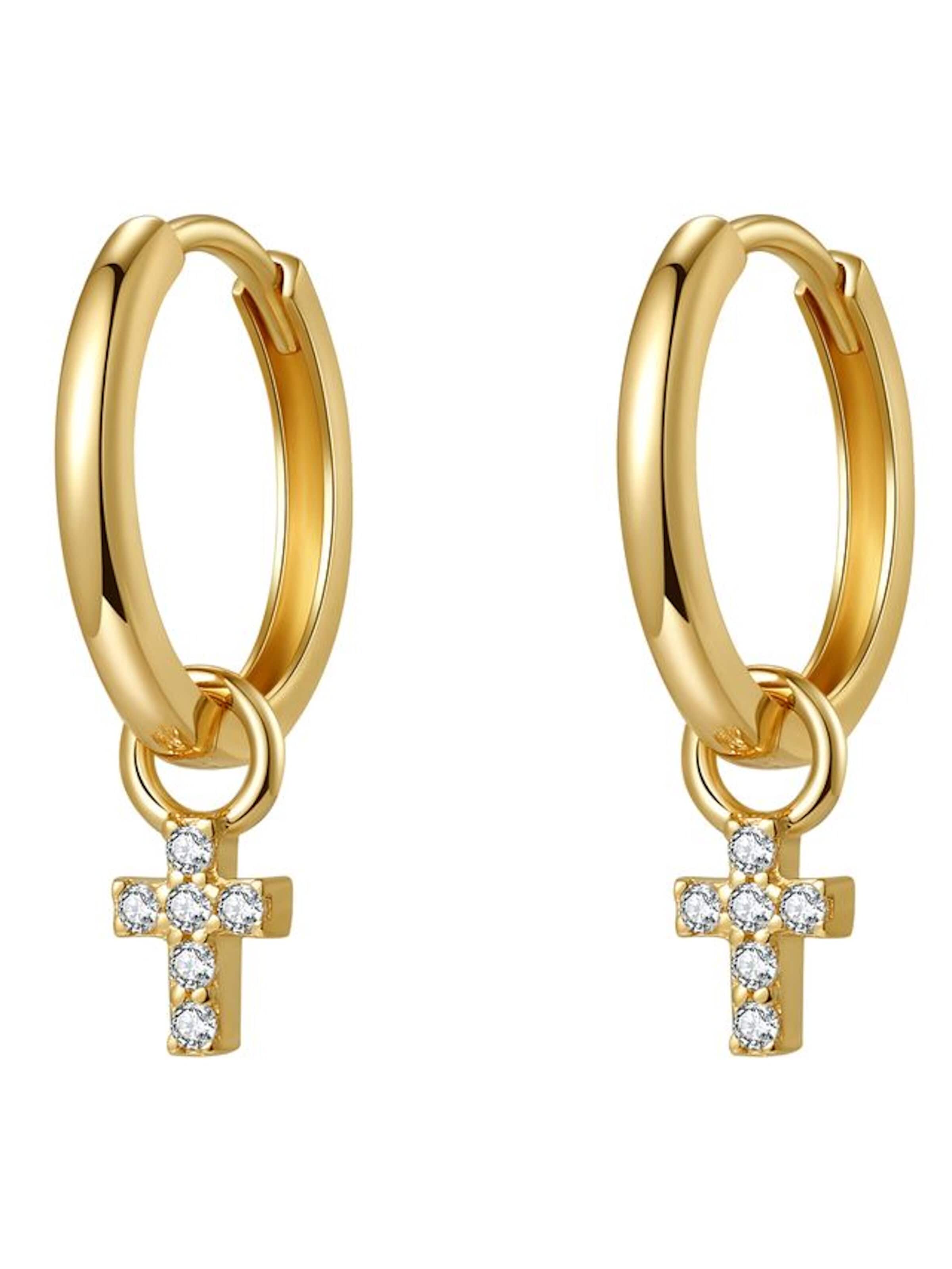 Dear Me Earrings 'Faith Charm Hoops' in Gold: front