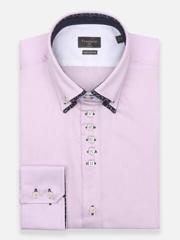 Camicia 'Marco Polo Iconic Satin Man Shirt White' di 7Camicie in rosa: frontale