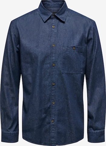 Coupe regular Chemise 'LEX' Only & Sons en bleu : devant