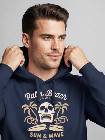 Neverless Sweatshirt 'Skull Surfing' in Blue