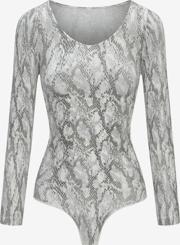 cfab (formerly creamy fabrics) Shapingbody 'Bodysuit Sculpting Shapewear Longsleeve mit String' i vit: framsida