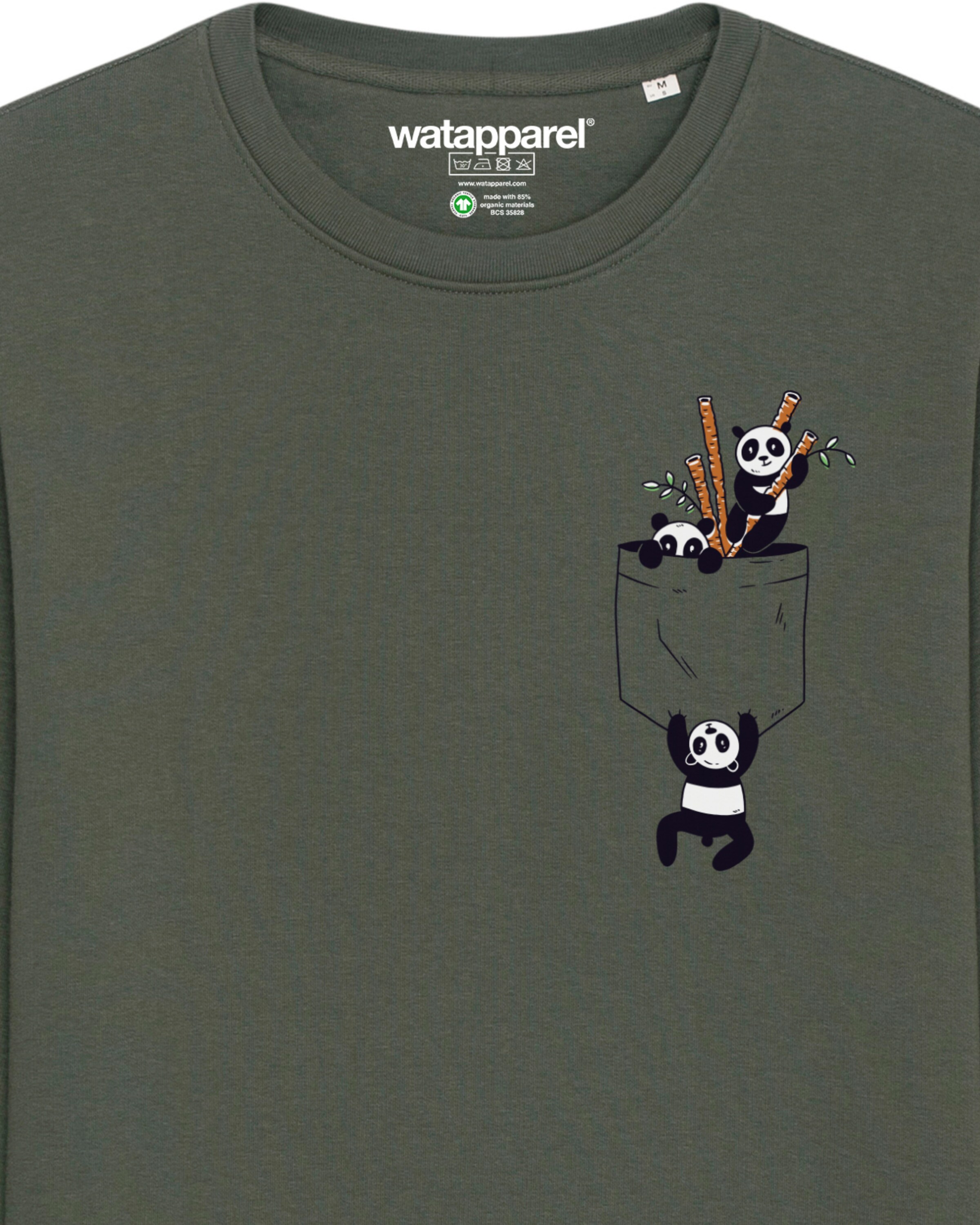 Watapparel Sweatshirt ' Pocket Pandas ' in Green