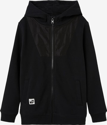 NAME IT - Sudadera con cremallera en negro: frente