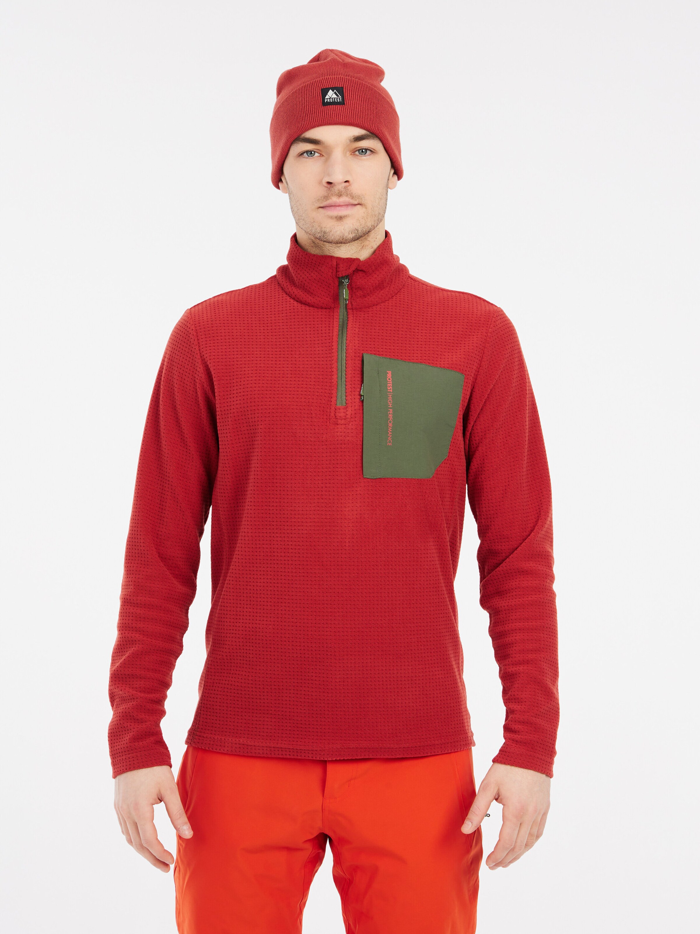 PROTEST Athletic Sweatshirt 'PRTCARE' in Red: front