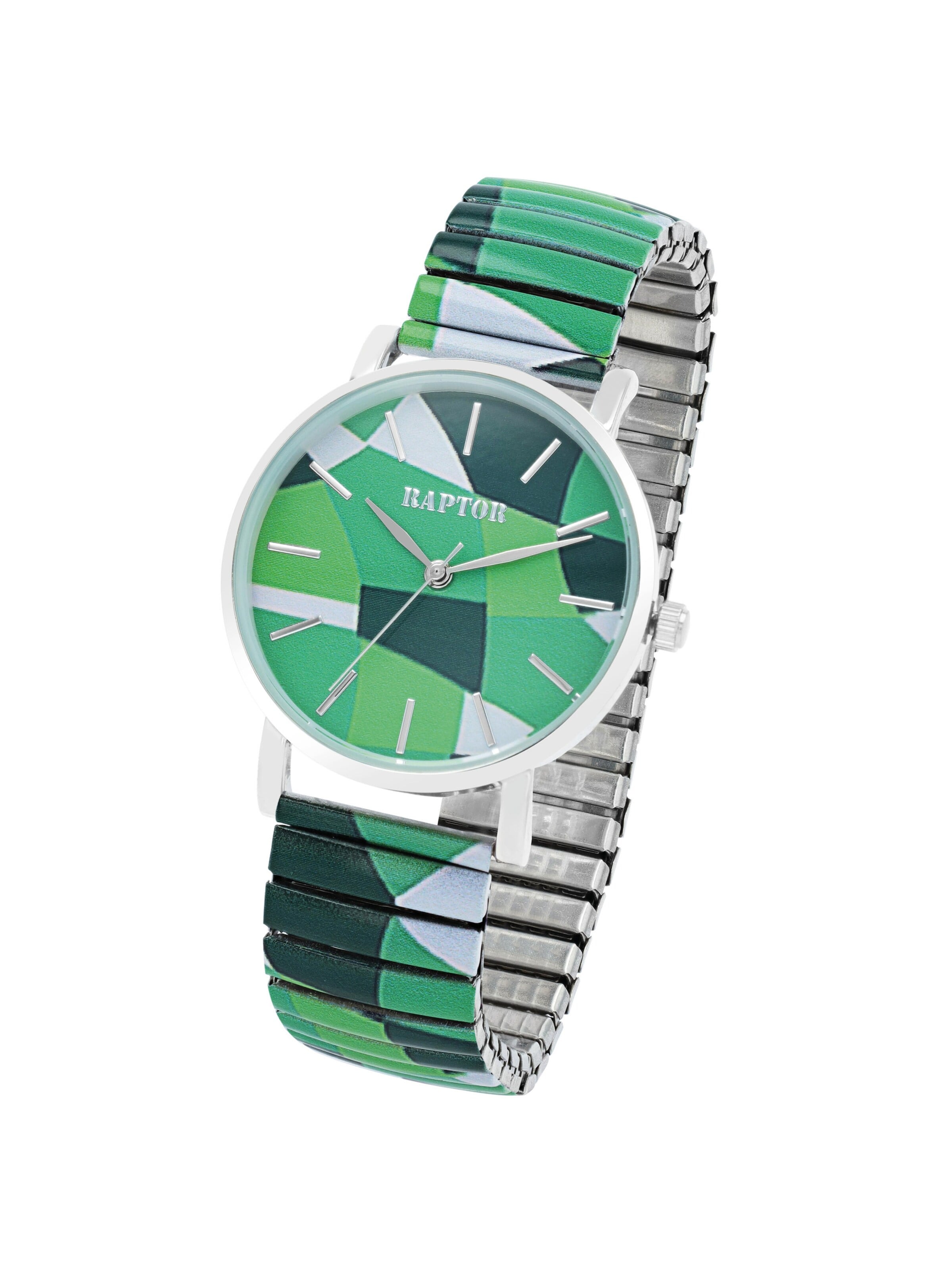 Raptor Analog Watch 'Colorful Edition, Mineralglas' in Green: front
