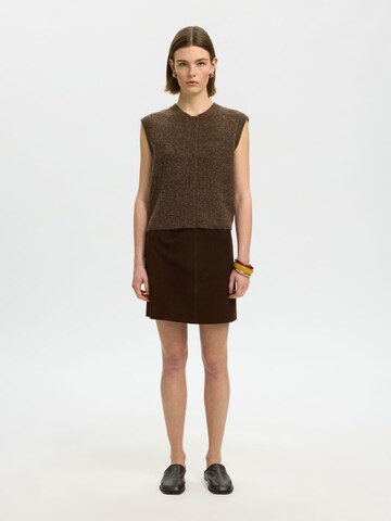 SELECTED Strikvest 'SLFLulu' i brun