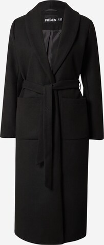 PIECES Between-seasons coat 'ALICA' in Black: front