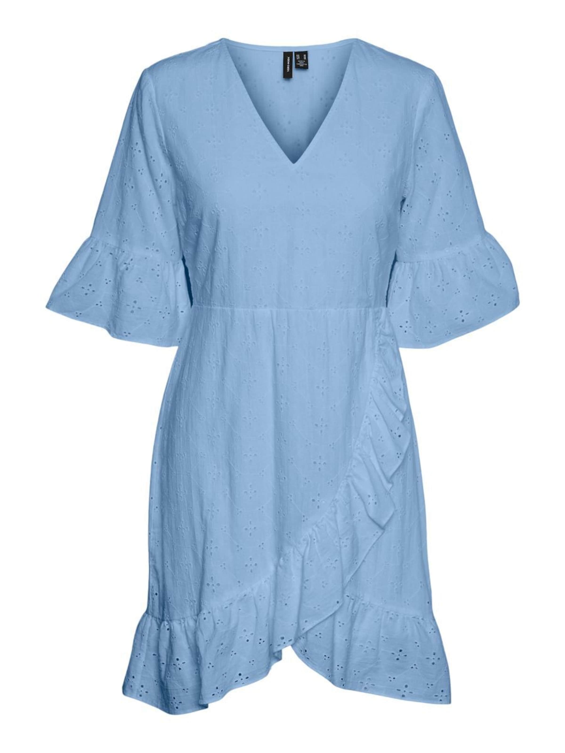 Frauen Kleider VERO MODA Kleid 'Broderie Anglaise' in Blau - RI44082