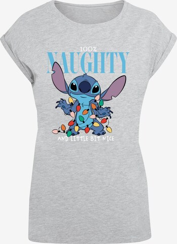 ABSOLUTE CULT T-Shirt 'Lilo And Stitch - Naughty And Nice' in Grau: predná strana