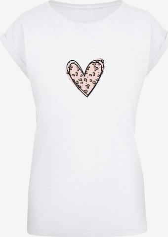 Merchcode Shirt 'Valentines Day - Leopard Heart' in White: front