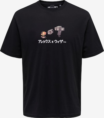 Tricou 'MINECRAFT' de la Only & Sons pe negru: față