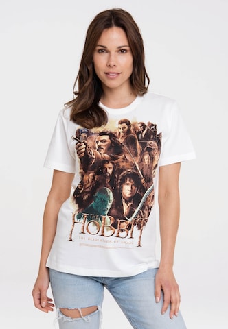 LOGOSHIRT Shirt 'Hobbit - Poster' in Wit: voorkant