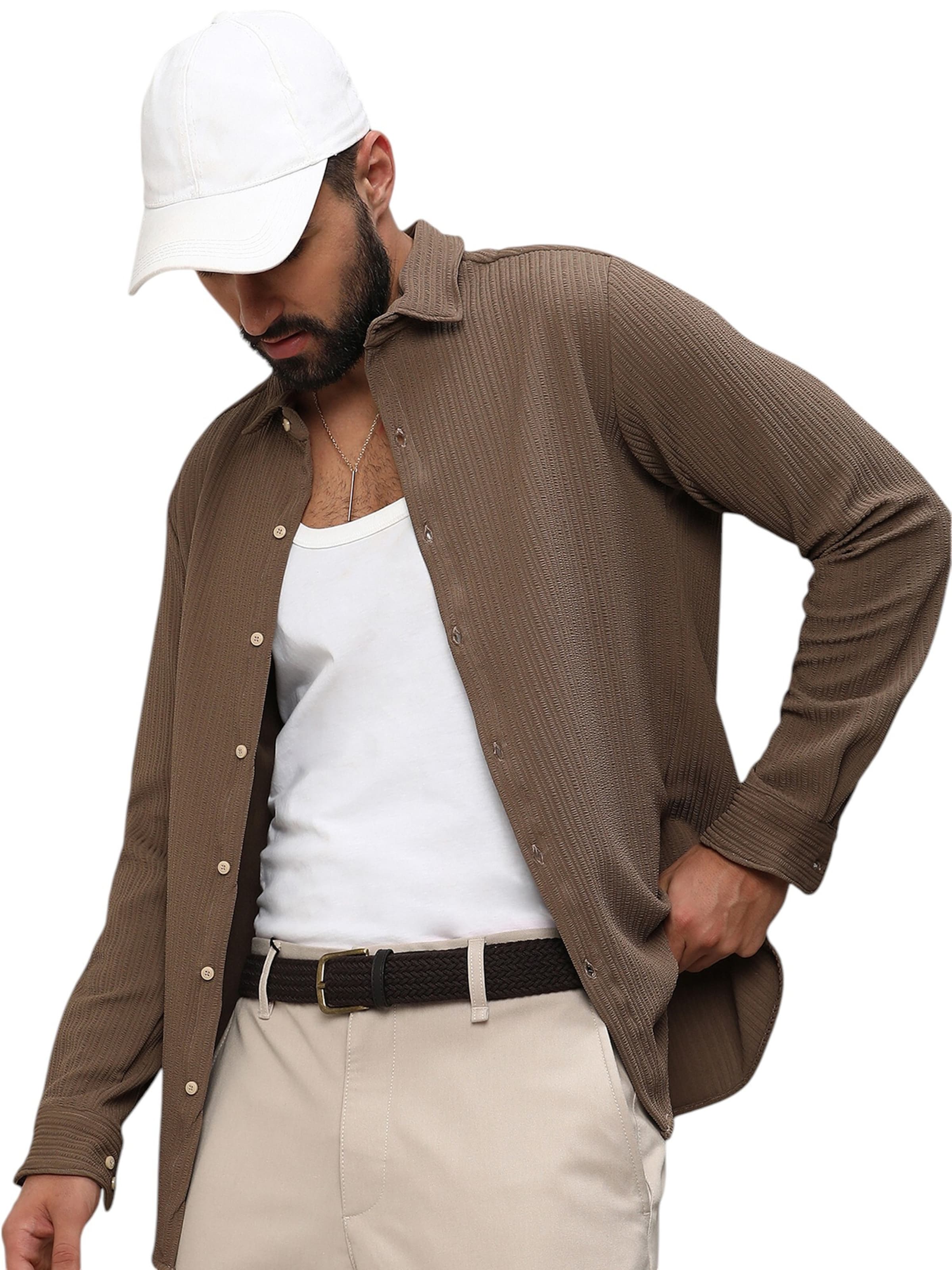 Coupe regular Chemise 'Susanne' Campus Sutra en marron