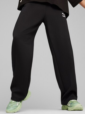 PUMA Szeroka nogawka Spodnie 'T7' w kolorze czarny: przód