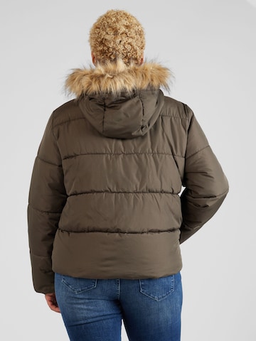 PIECES Curve Winter Jacket 'NATTY' in Brown