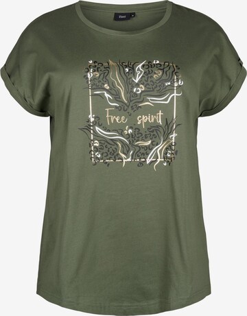 Zizzi Shirt 'Velin' in Green: front