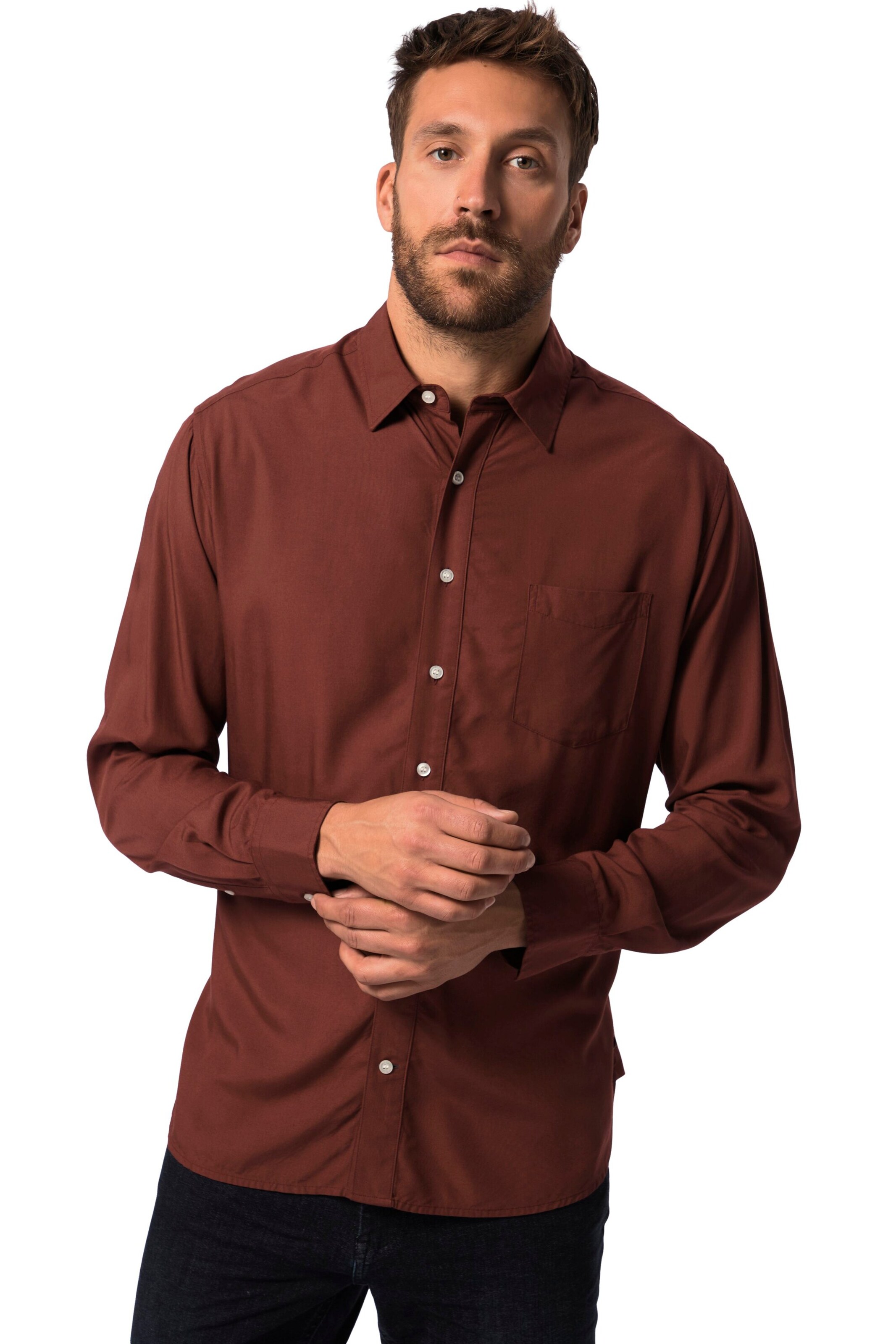 JP1880 Regular fit Overhemd in Rood: voorkant