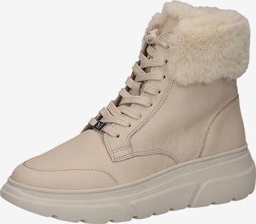 CAPRICE Lace-Up Ankle Boots in Beige: front