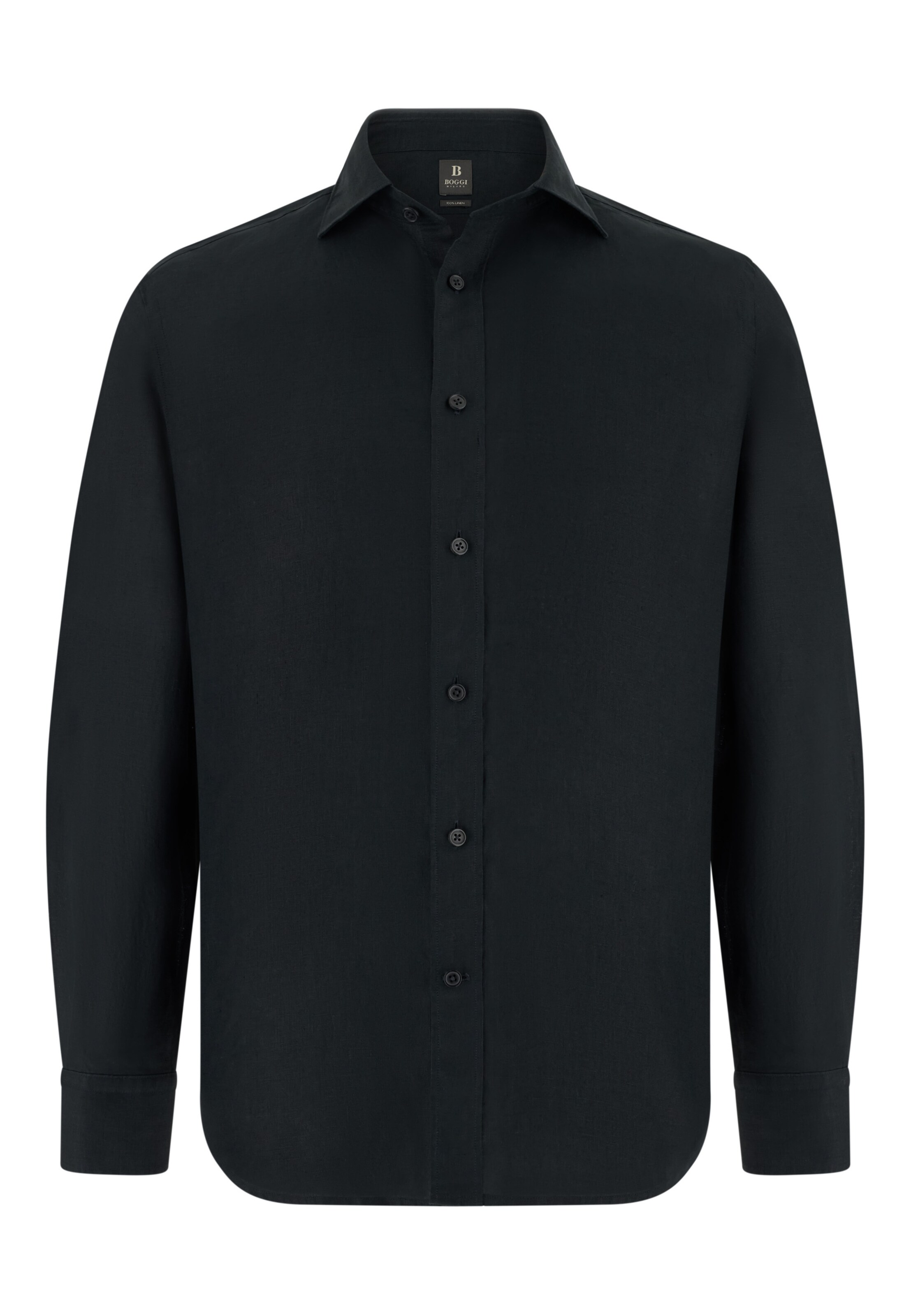 Boggi Milano Regular Fit Hemd in Schwarz: Vorderseite