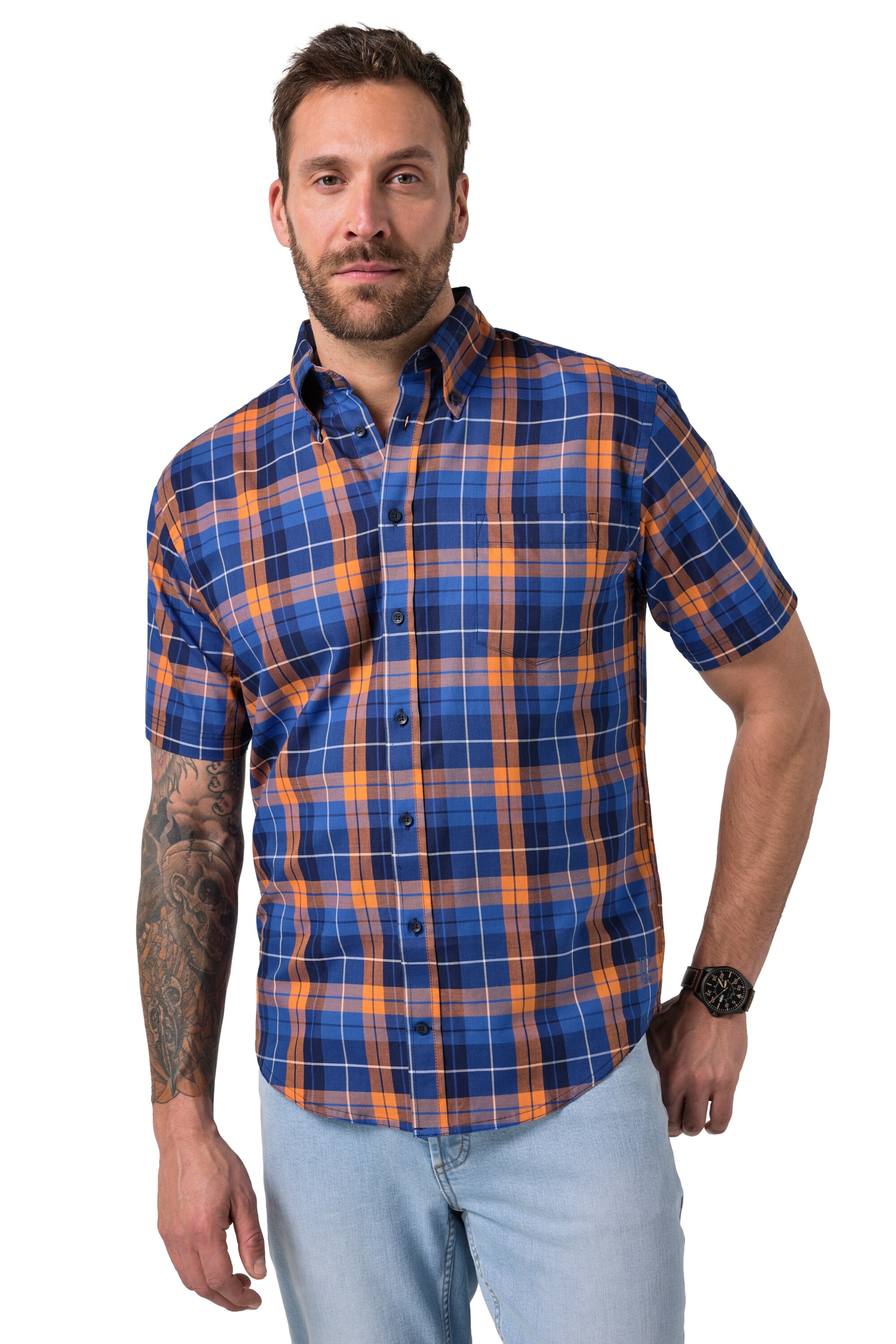 JP1880 Regular Fit Hemd in Blau: Vorderseite