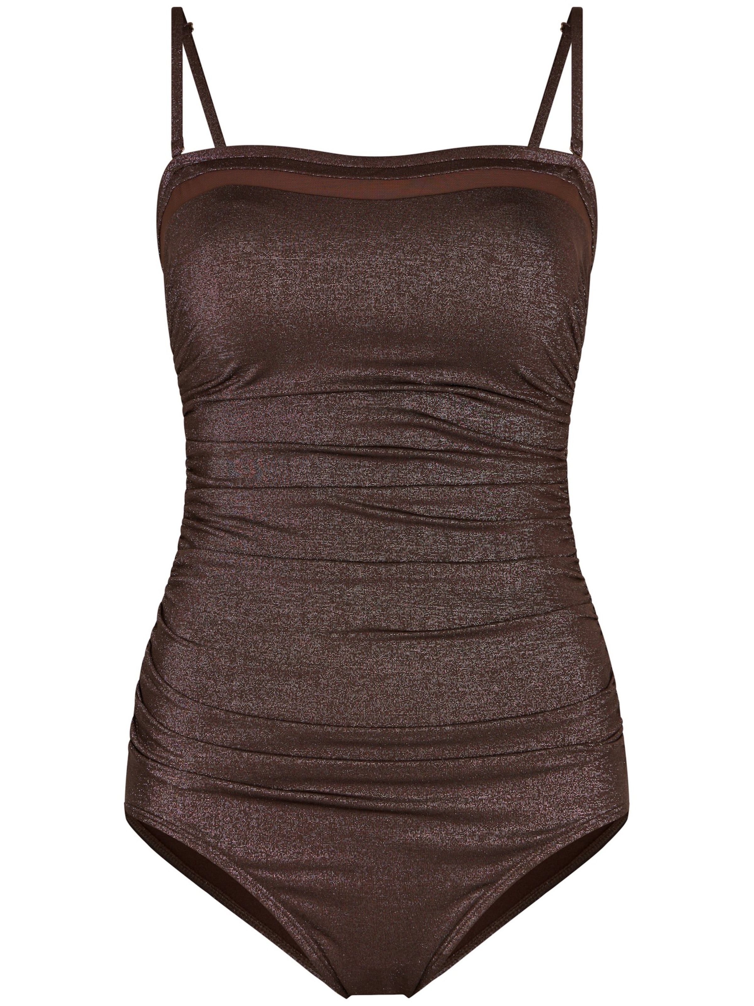Pastunette Bandeau Shaping swimsuit 'Bandeau swimsuit' in Brown: front