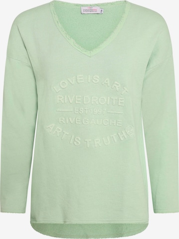 Zwillingsherz Sweater 'Love is Art' in Green: front