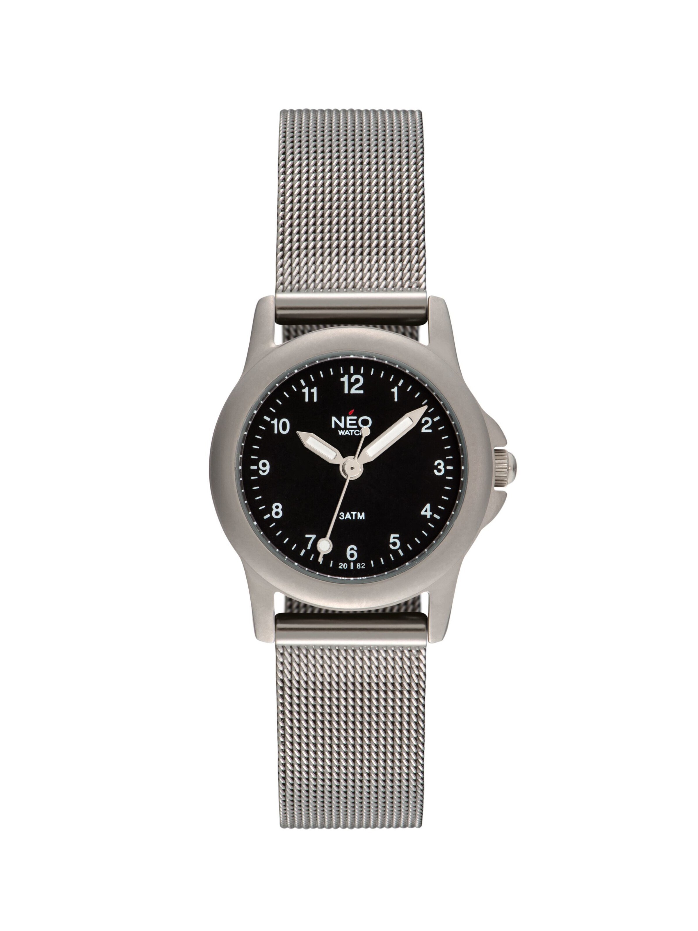 NEO watch Analoguhr 'Damenuhr Armbanduhr Quarzuhr PURE BLACK'‌‌‌‌‌‌‌ in Silber: Vorderseite