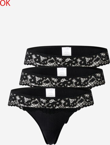 ABOUT YOU Thong '3er Pack Silvia' in Black: front