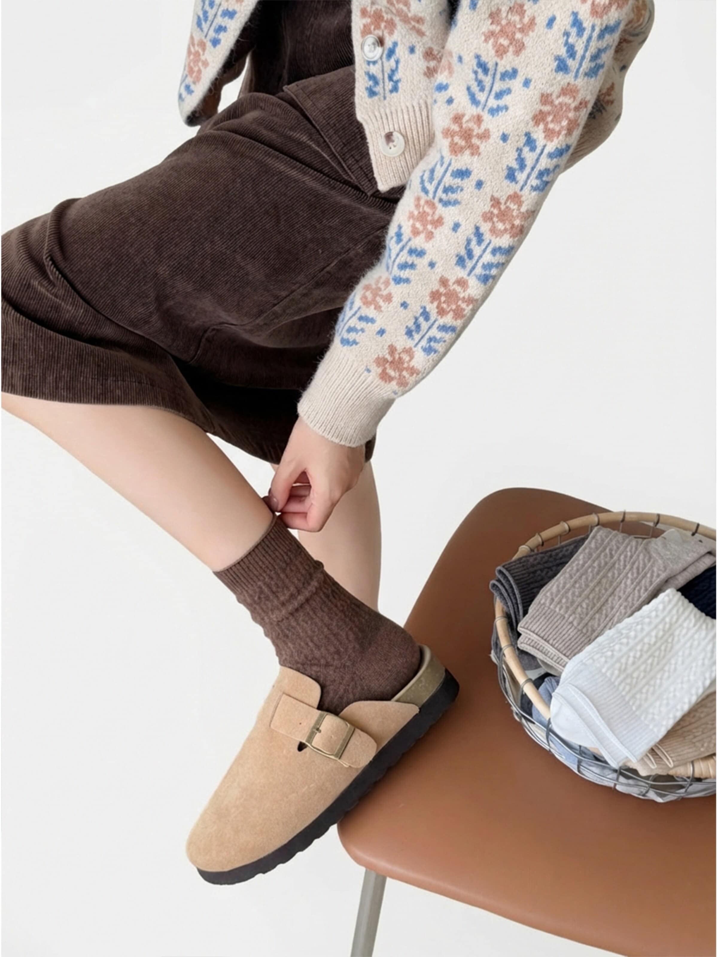 Millo Socks 'Cosy Twist' in Brown