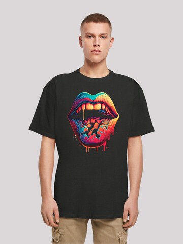 F4NT4STIC Shirt 'Drooling Lips' in Schwarz: predná strana