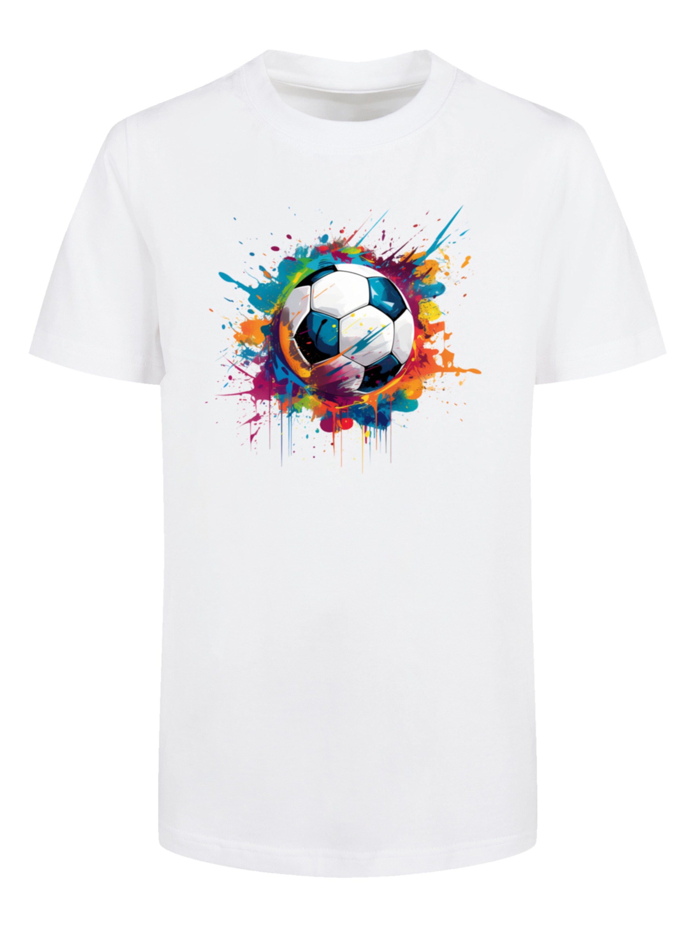 T-Shirt 'Colorful Soccer Ball Graphic Design' F4NT4STIC en blanc : devant