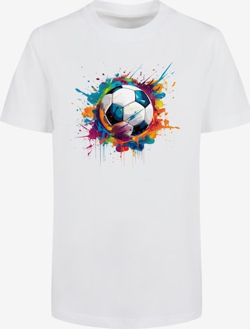 F4NT4STIC T-Shirt 'Colorful Soccer Ball Graphic Design' in Weiß: Vorderseite