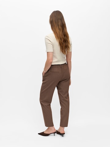 OBJECT Slim fit Pleat-front trousers 'OBJLisa' in Brown