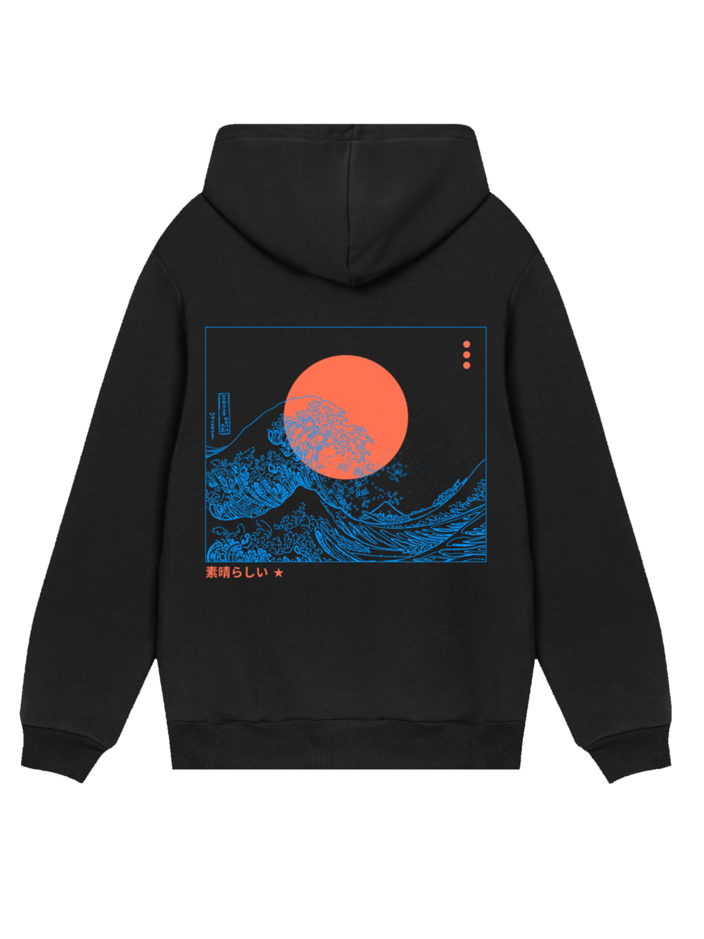 F4NT4STIC Sweatshirt 'Kanagawa Welle Japan' in Zwart: voorkant