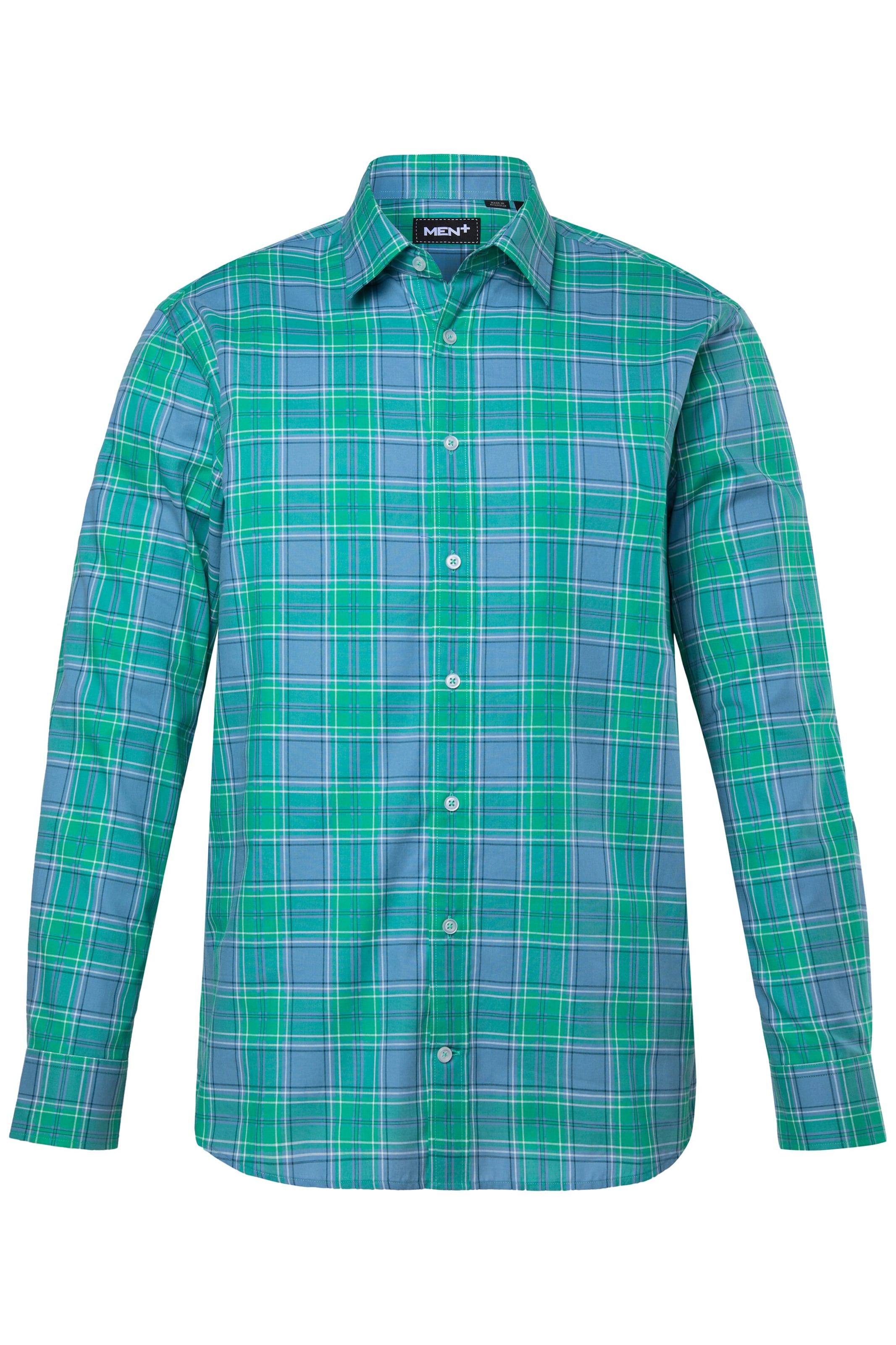 Men Plus Comfort fit Button Up Shirt in Blue: front