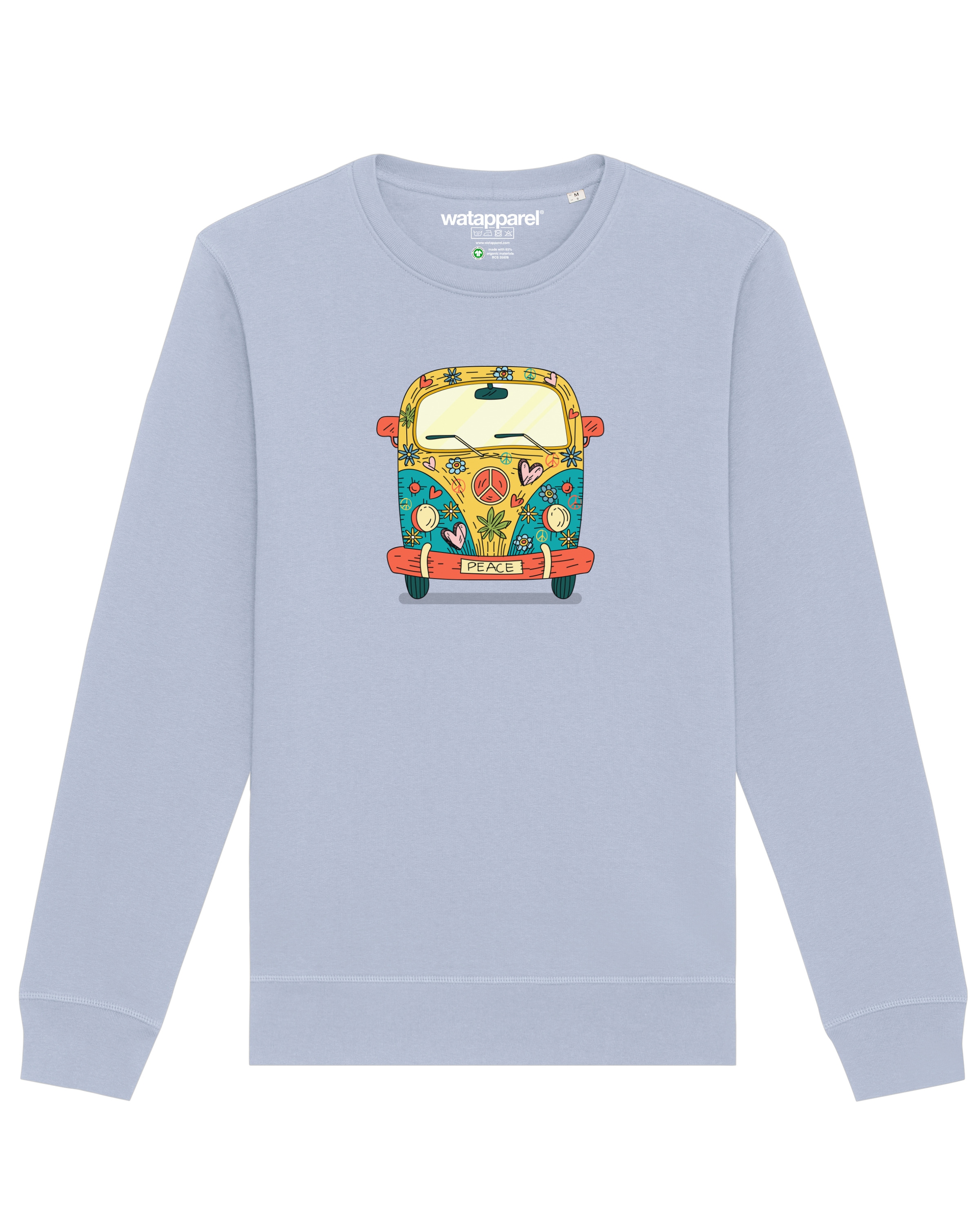 Sweat-shirt ' Hippies Bus ' Watapparel en bleu : devant