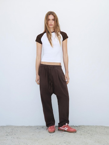 Pull&Bear Loosefit Redős farmer - barna