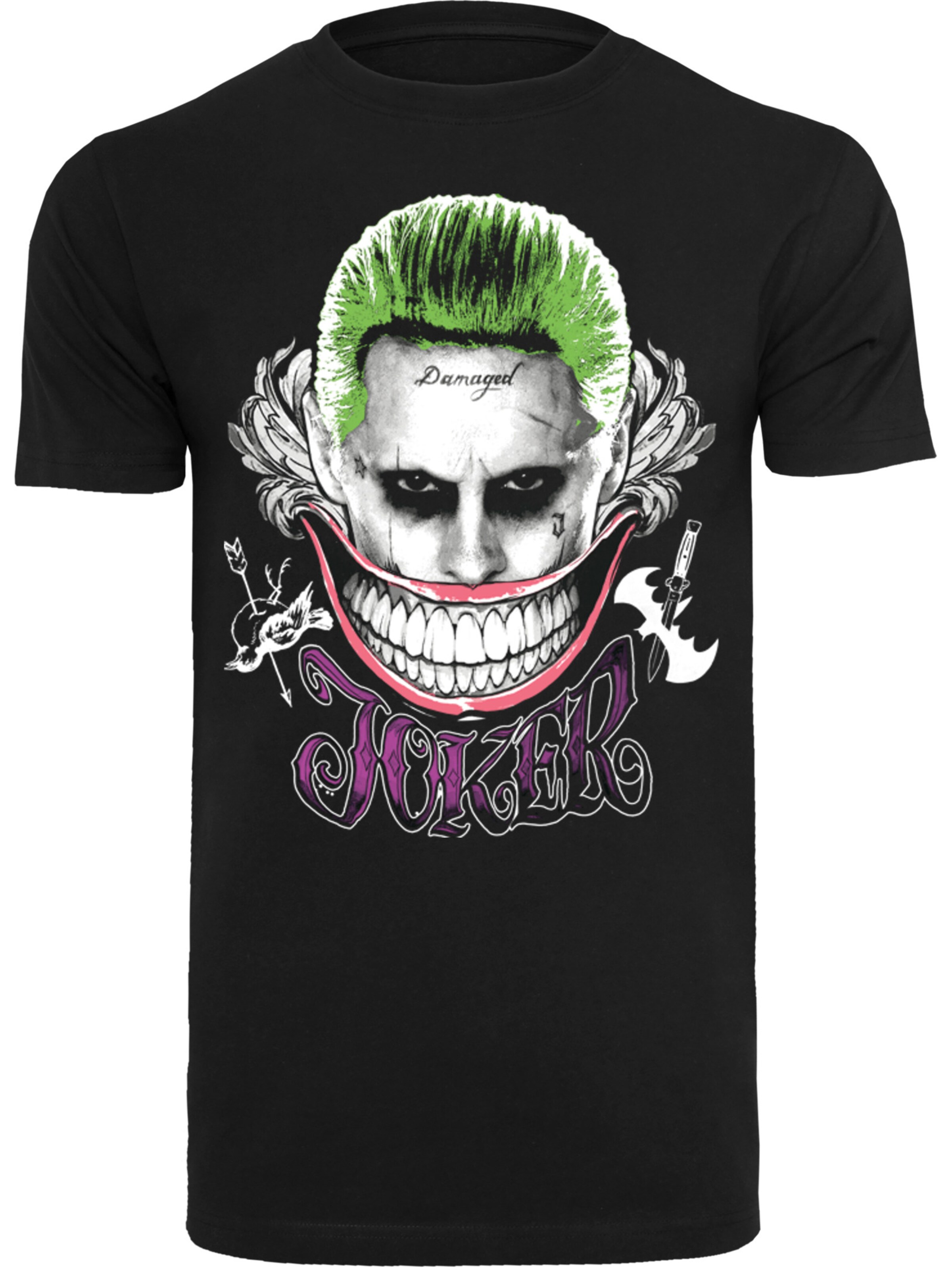 F4NT4STIC T-Shirt 'Suicide Squad Joker Coloured Smile' in Schwarz