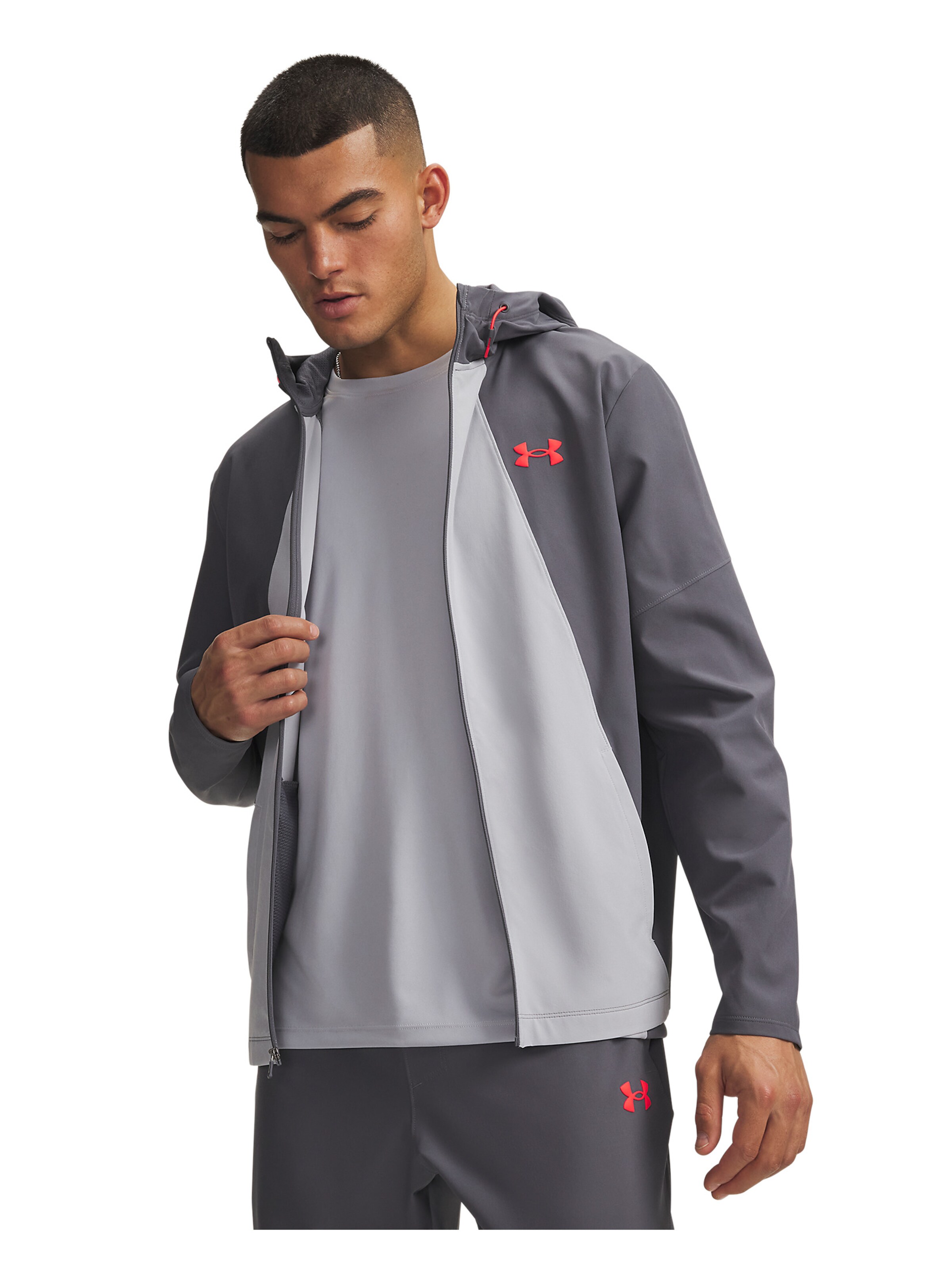 UNDER ARMOUR Sports jacket 'Tech Utility' in Grey: front