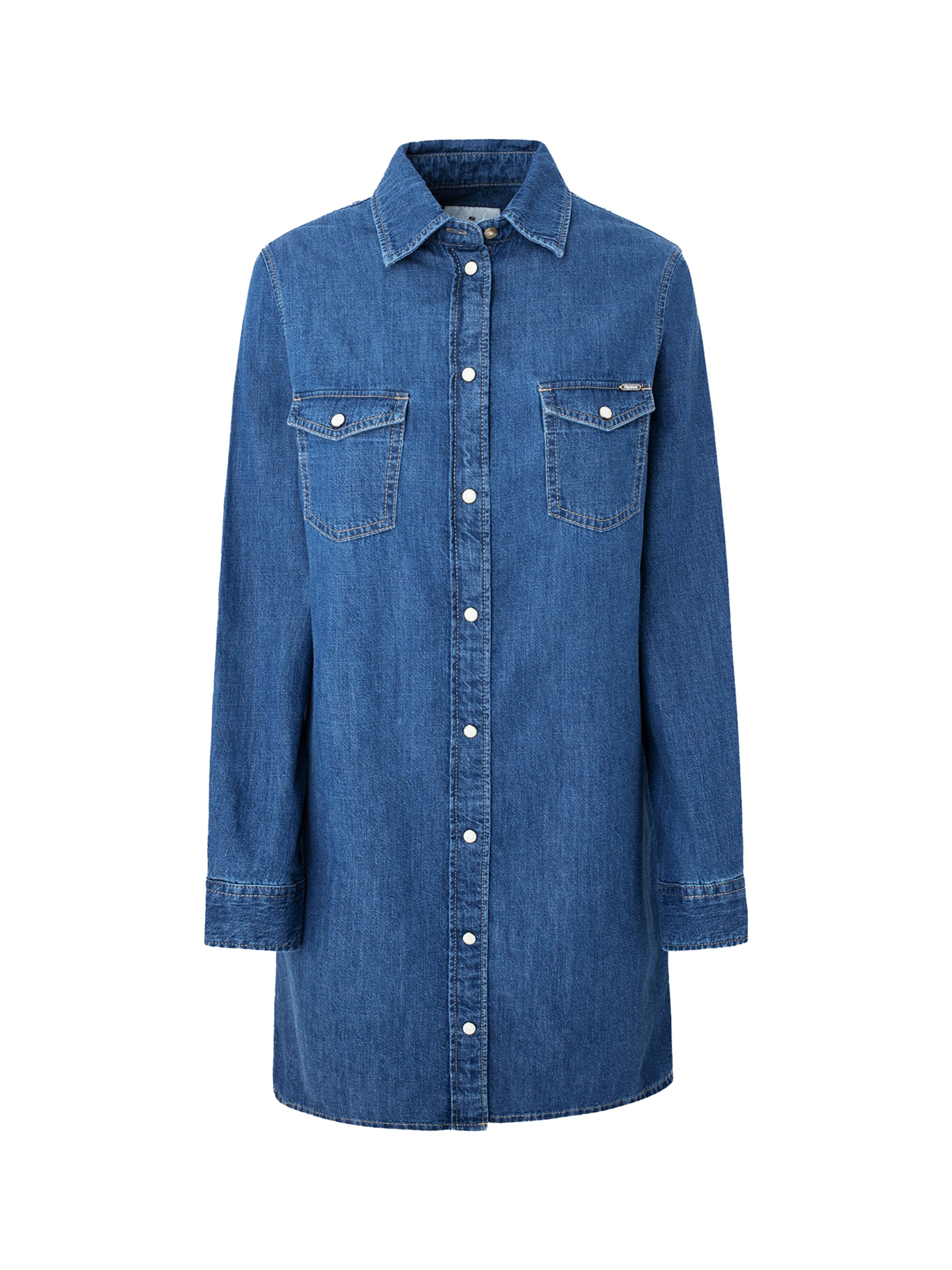 Pepe Jeans Košilové šaty 'Maya' – modrá: přední strana